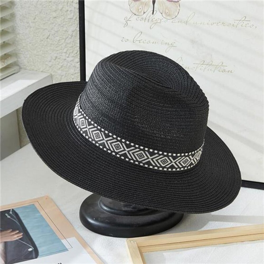 Aztec Strap Straw Fedora Hat